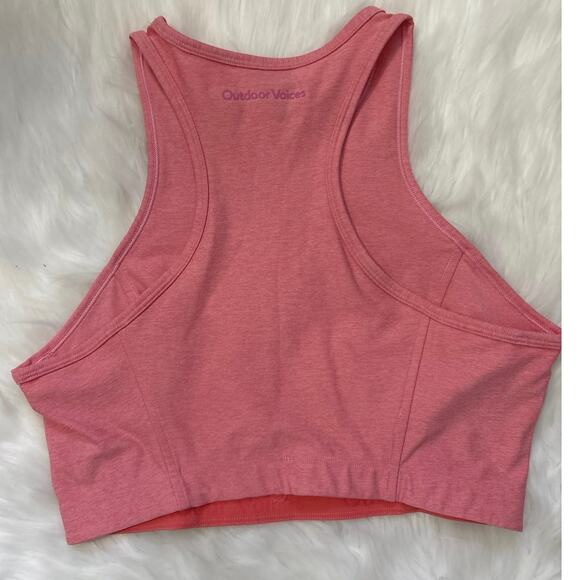 Outdoor Voices Pink High Neck Racerback Back Athena Crop Top Medium - Picture 4 of 6